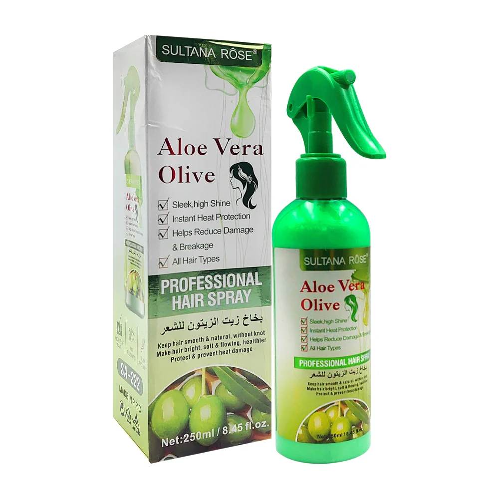 Spray reparador nutritivo con extracto de aloe vera y aceite de oliva para el cabello, 250ml / professional hair spray / sa-222