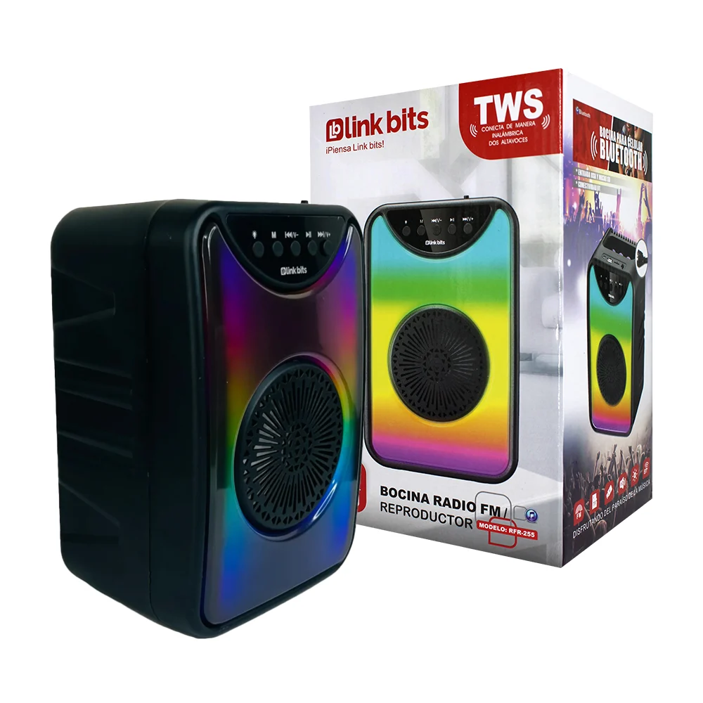 Bocina bluetooth portable con luces rgb, 4 pulgadas / link bits rfr-255