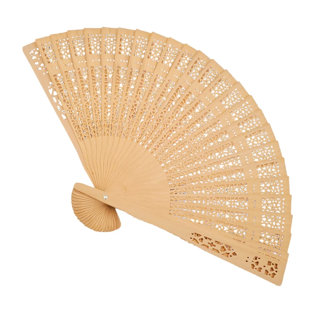 Abanico de madera, 20 cm con diseño en las ranuras / san-78