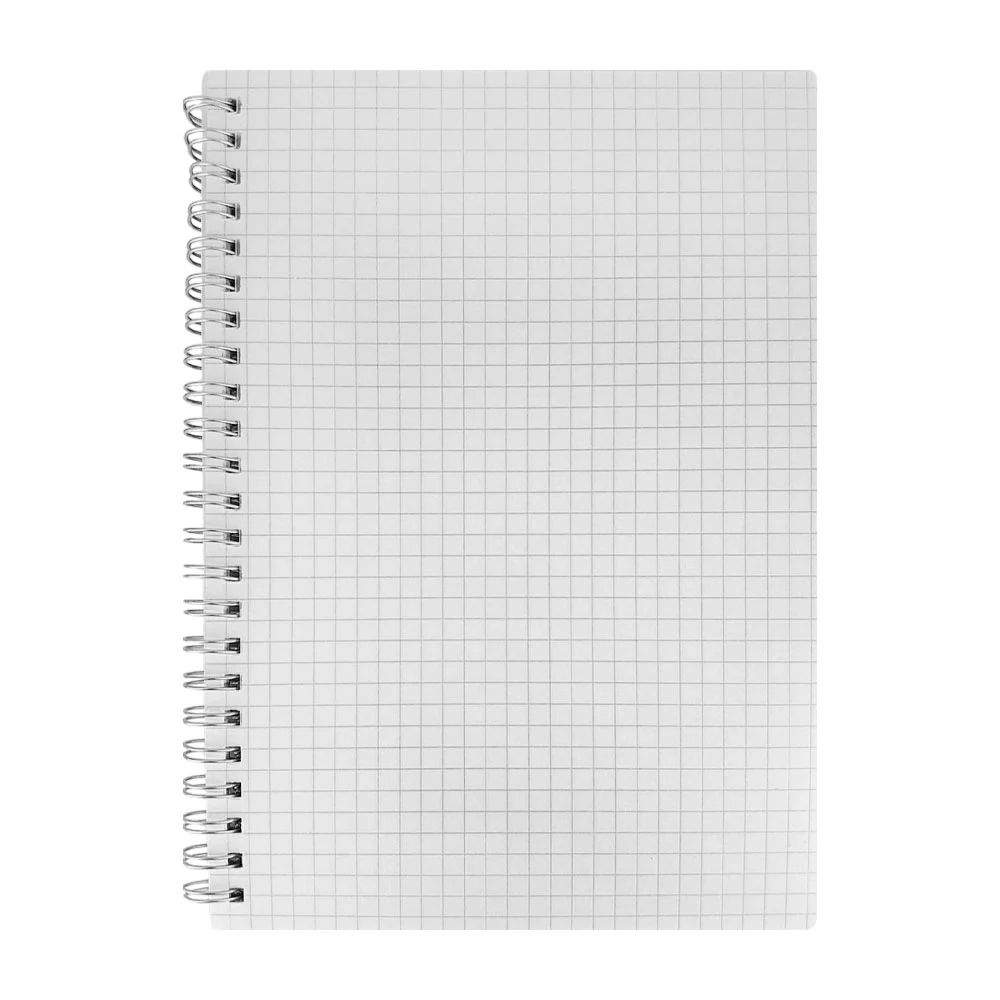 Cuaderno - libreta con portada transparente, doble espiral metálico 100 hojas cuadriculadas de cuadro chico, 14x20.5cm / titiko / sb-0011bj