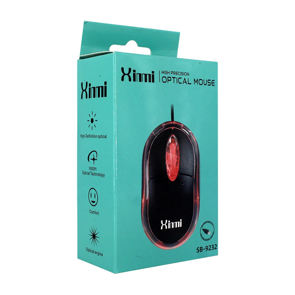 Mouse alámbrico xinmi con luz led, variedad de colores / sb-9232