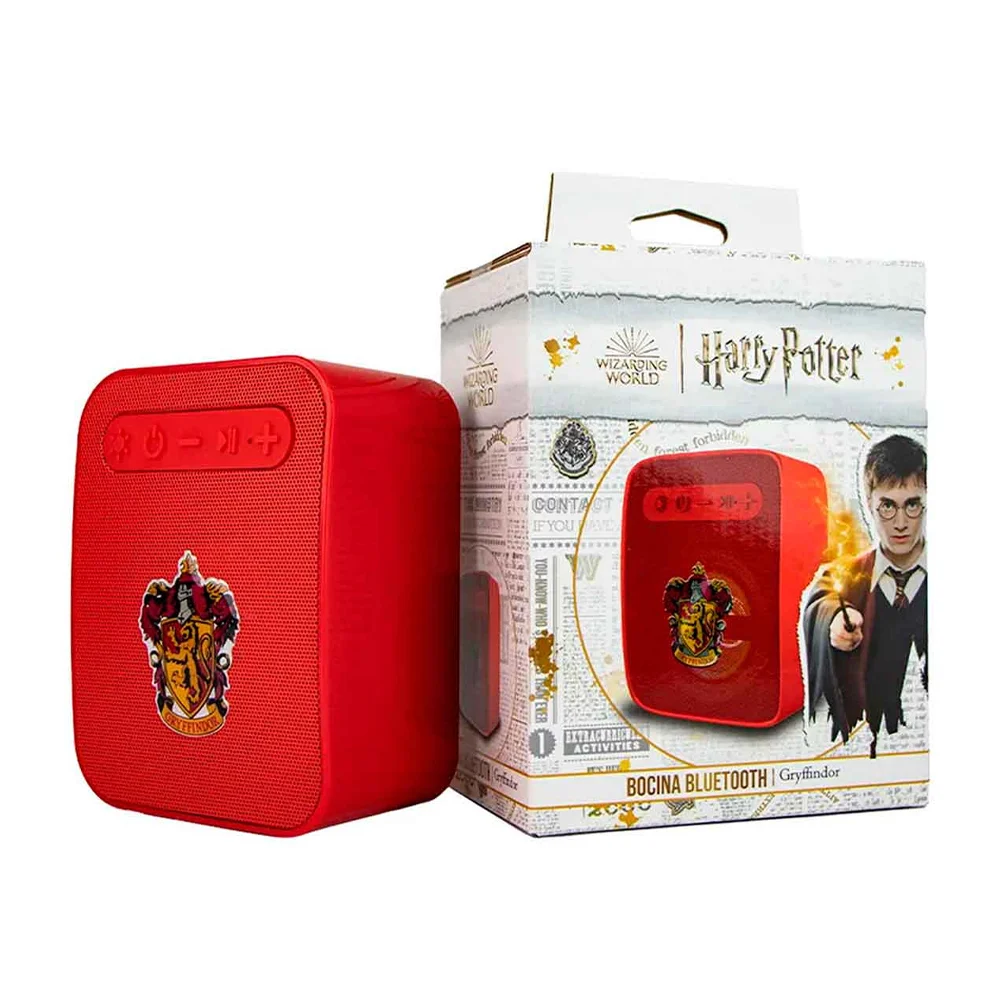 1pza Bocina cuadrada, inalámbrica, recargable, con función de radio, botones de reproducción frontales y estampado de gryffindor, variedad de funciones / sb-hp-04
