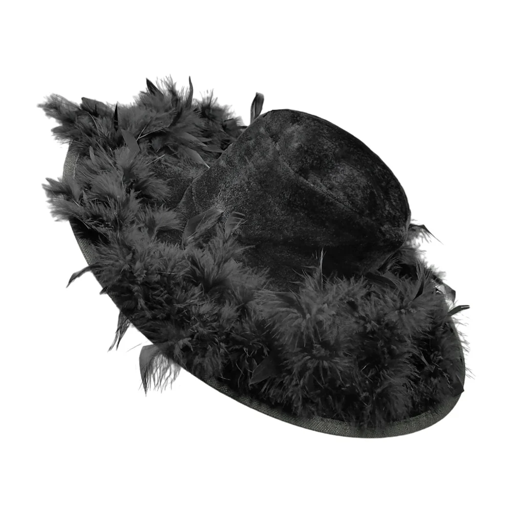 Sombrero grande con plumas para disfraz de catrina 45cm, variedad de colores / sbr-w-10