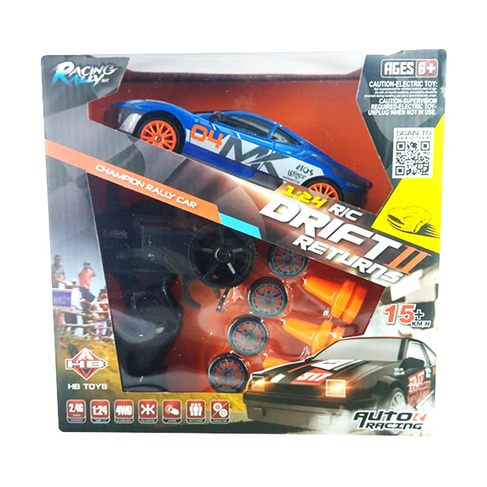 Carro de carreras a control remoto drift returns 1:24 r/c racing rally con accesorios, variedad de colores / sc24a07 / sc24a12