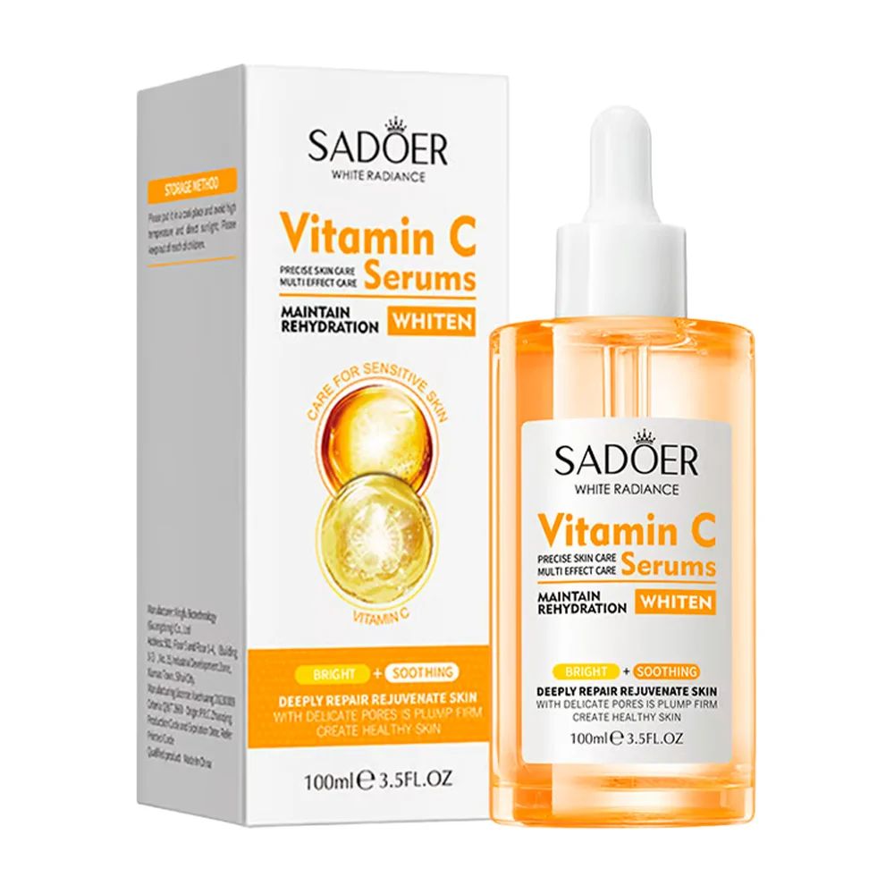 Suero facial con vitamina c para hidratar y blanquear la piel, 100ml / sadoer