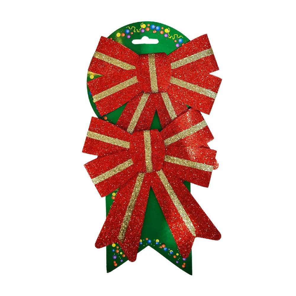 Par de moños decorativos con diamantina roja con dorado / christmas decoration