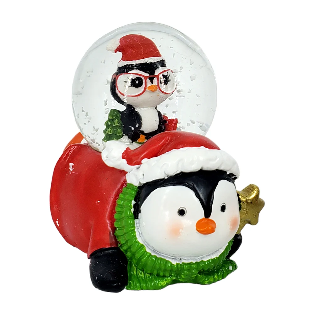 1pza Bola esfera de cristal con diseño de 2 figuras navideñas 7cm, variedad de modelos / sd-2981