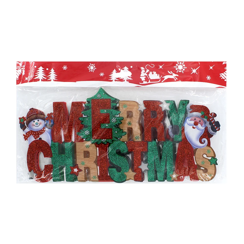 1pza Adorno de letrero navideño pequeño con brillantina y serie de luz led, variedad de modelos / sd-3020