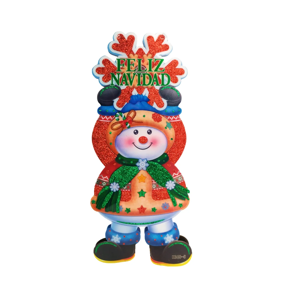 1pza Adorno decorativo colgante navideño con luz led rgb y brillantina 30x13cm, variedad de modelos / k368-5