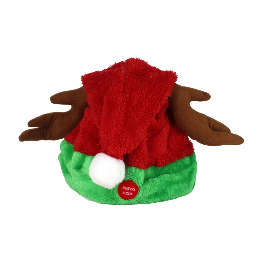 Gorro navideño afelpado con cuernos de reno y sonido musical de pilas / sd-3032