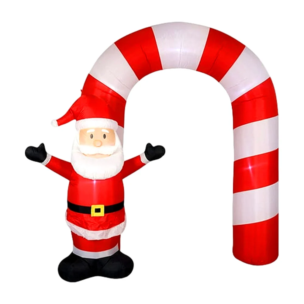 Inflable para decoración navideña con diseño tipo arco en forma de santa claus con caramelo, 260cm de largo / sd-3918