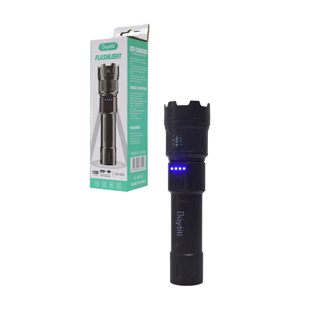 Lámpara / linterna led con zoom ajustable y 3 modos de luz intercambiable / sd-559