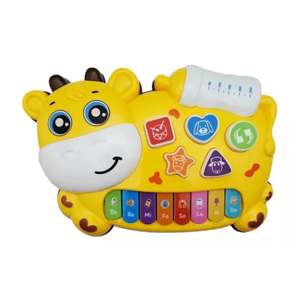 Piano de juguete interactivo cow musical de pilas con 6 funciones música y sonidos diseño de vaca, variedad de colores / sd9960