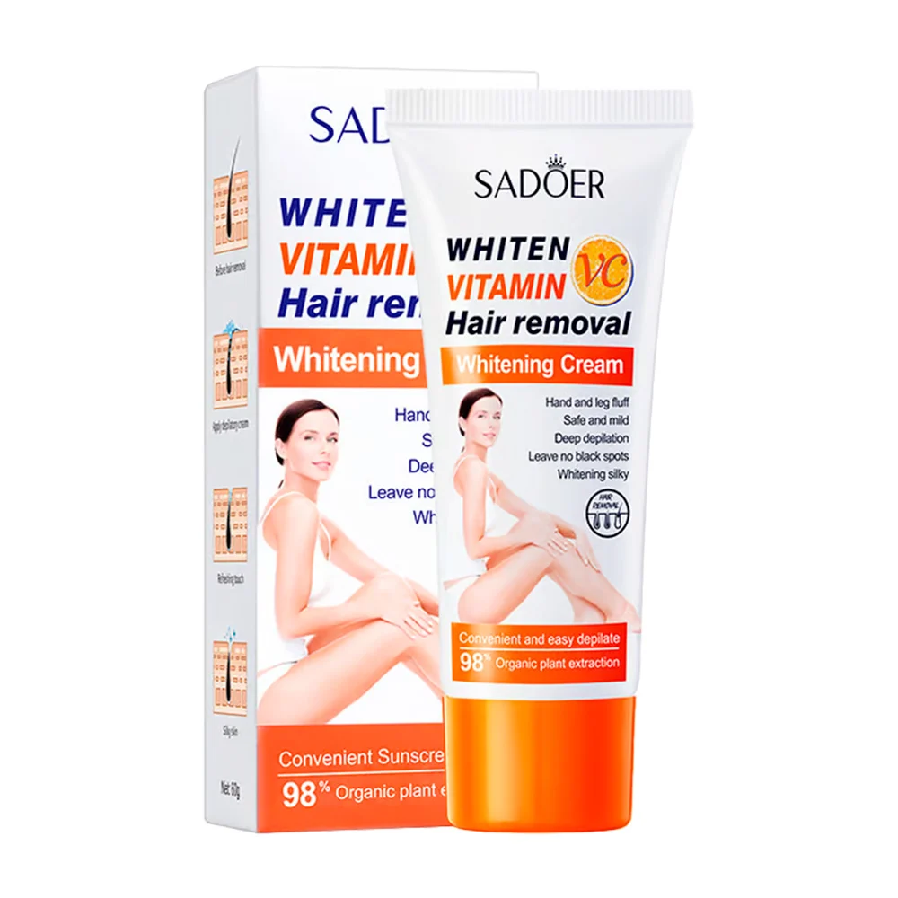 Crema depiladora sadoer con vitamina c para remover el vello corporal 60g / sd00560