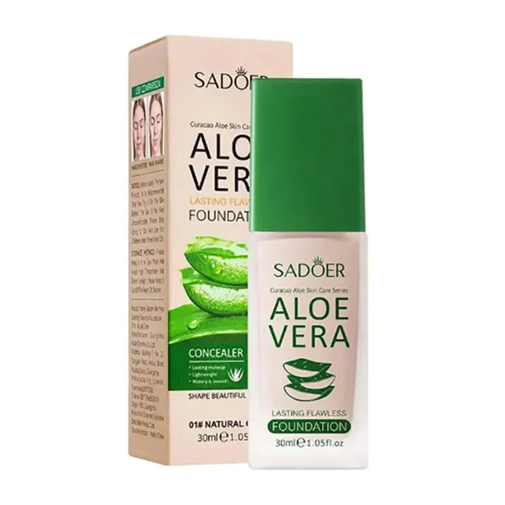 Base de maquillaje líquida con extracto de aloe vera 30ml, variedad de tonos / sd00805