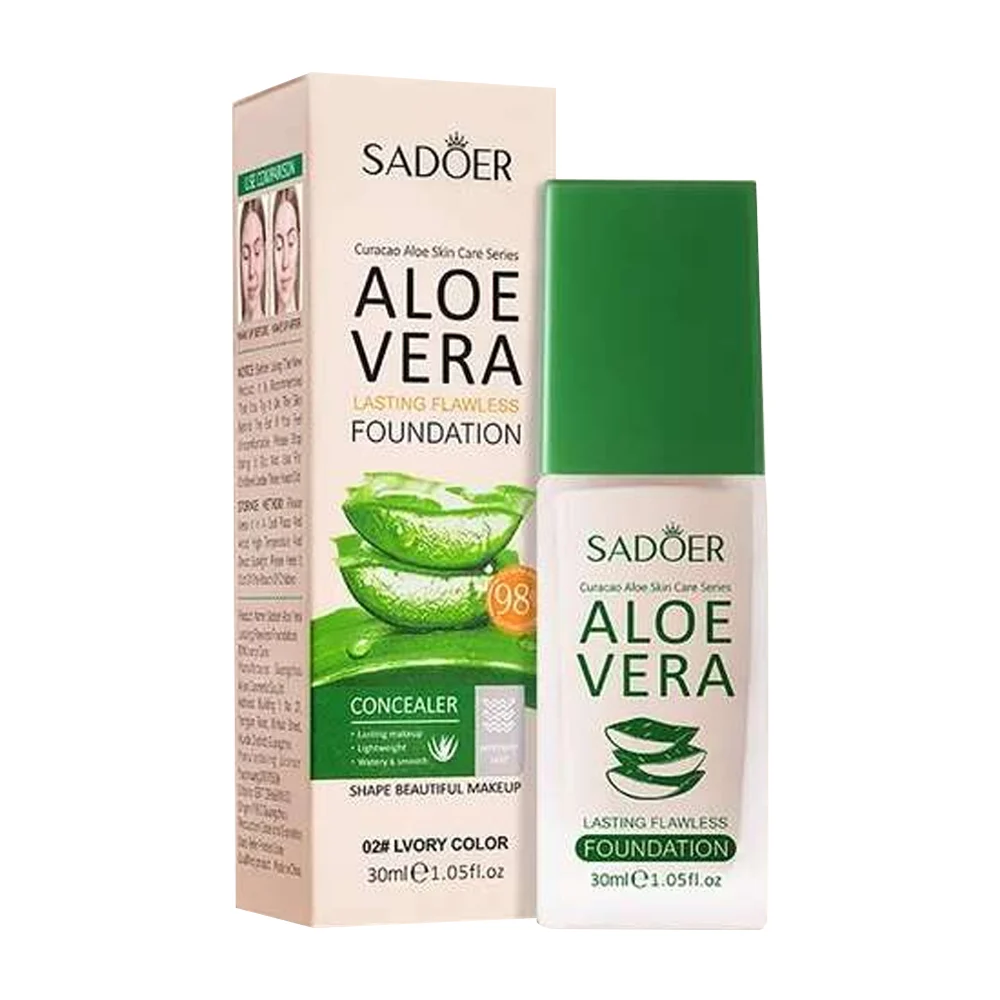 Base de maquillaje líquido con extracto de aloe vera 30ml, variedad de tonos / sd00812
