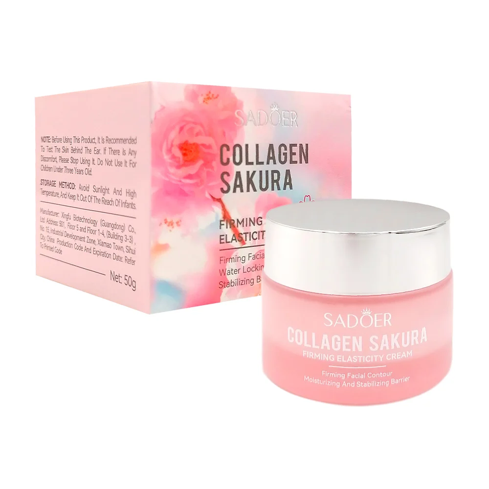 Crema reafirmante facial sadoer con extracto de colágeno y sakura, 50g / c682 / sd03003