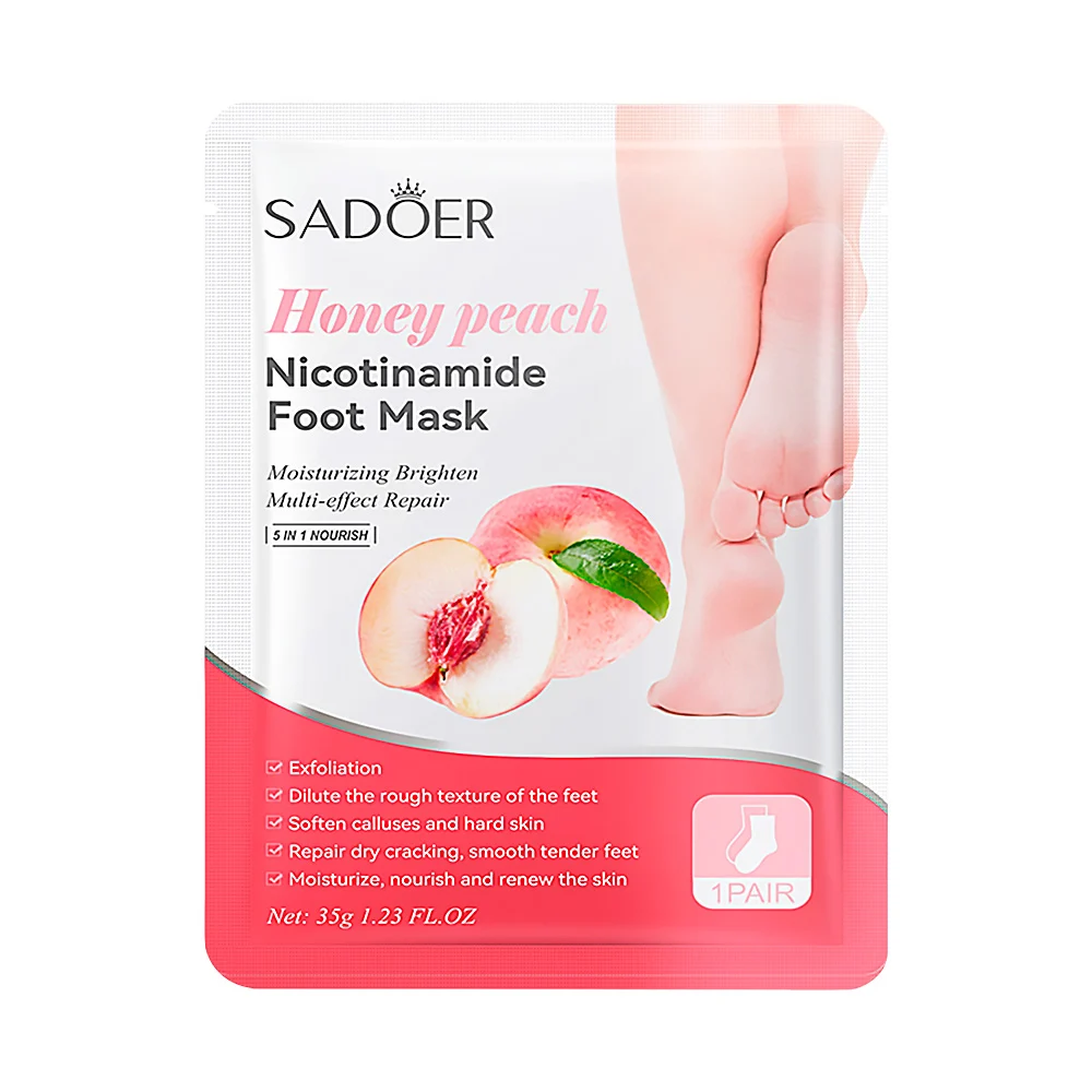 Par de mascarillas para pies sadoer con extracto de durazno, 35g / 808740
