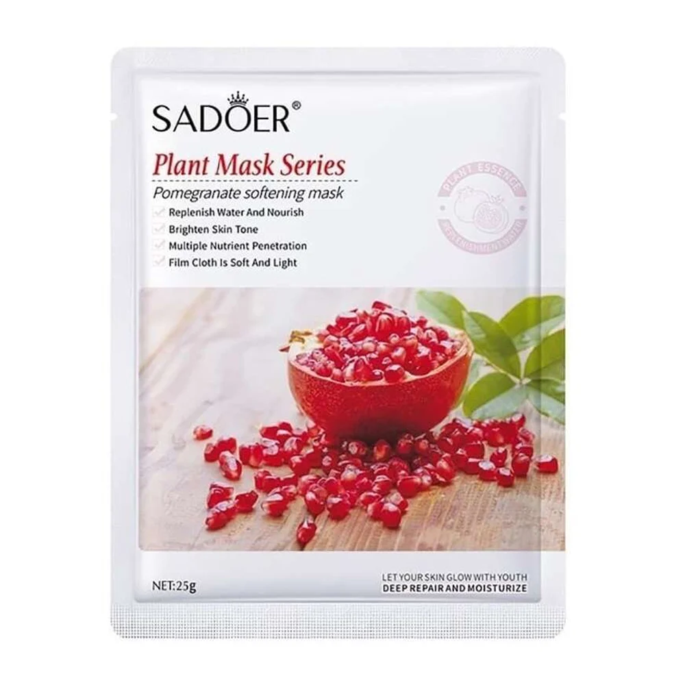 1pza Mascarilla facial hidratante con extracto de granada, 25g / plant mask series / sadoer