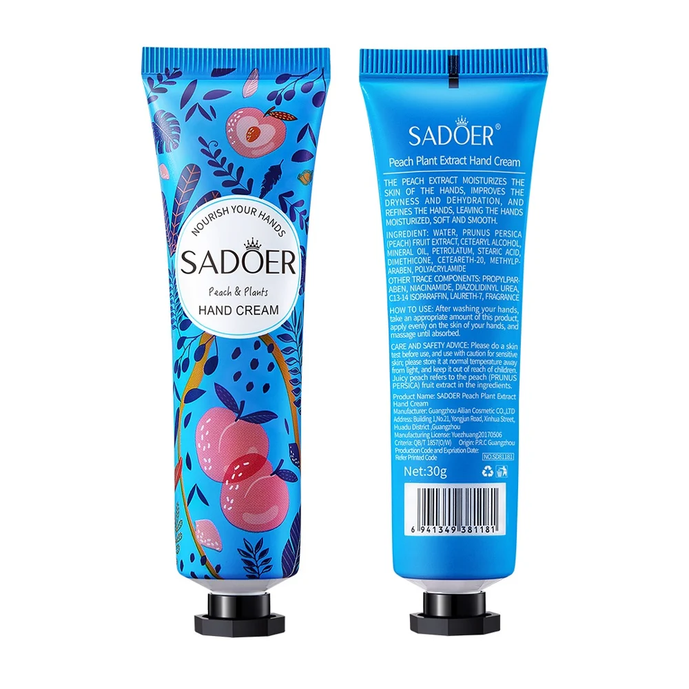 1pza Crema hidratante para manos sadoer de durazno y plantas, 30g / sd81181