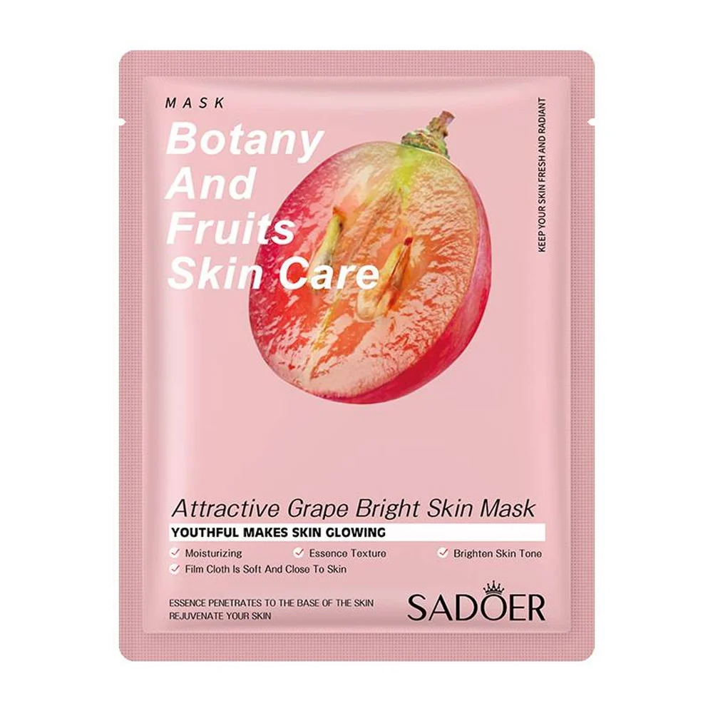 Mascarilla facial sadoer con extracto de uva para una piel brillante, 25g / sd90139