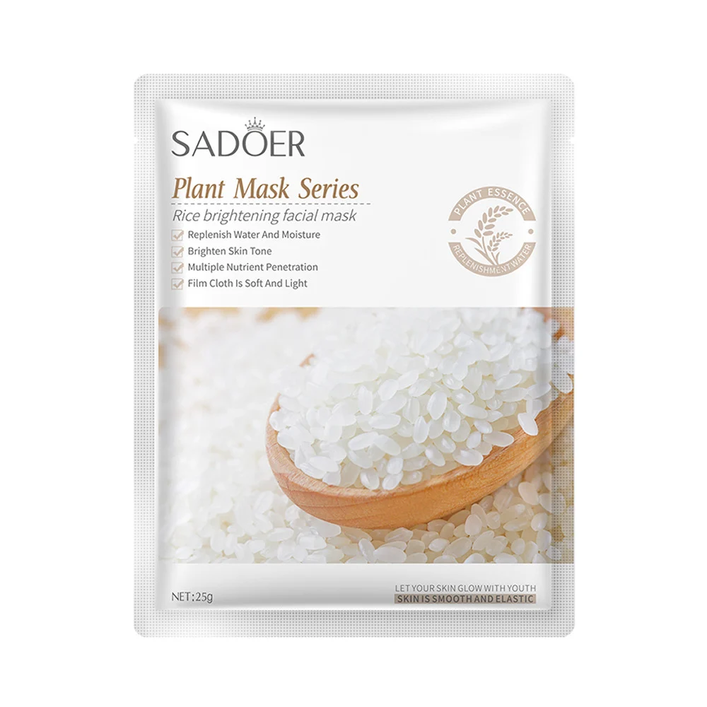 Mascarilla facial sadoer con extracto de arroz para hidratar la piel, 25g / sd90207