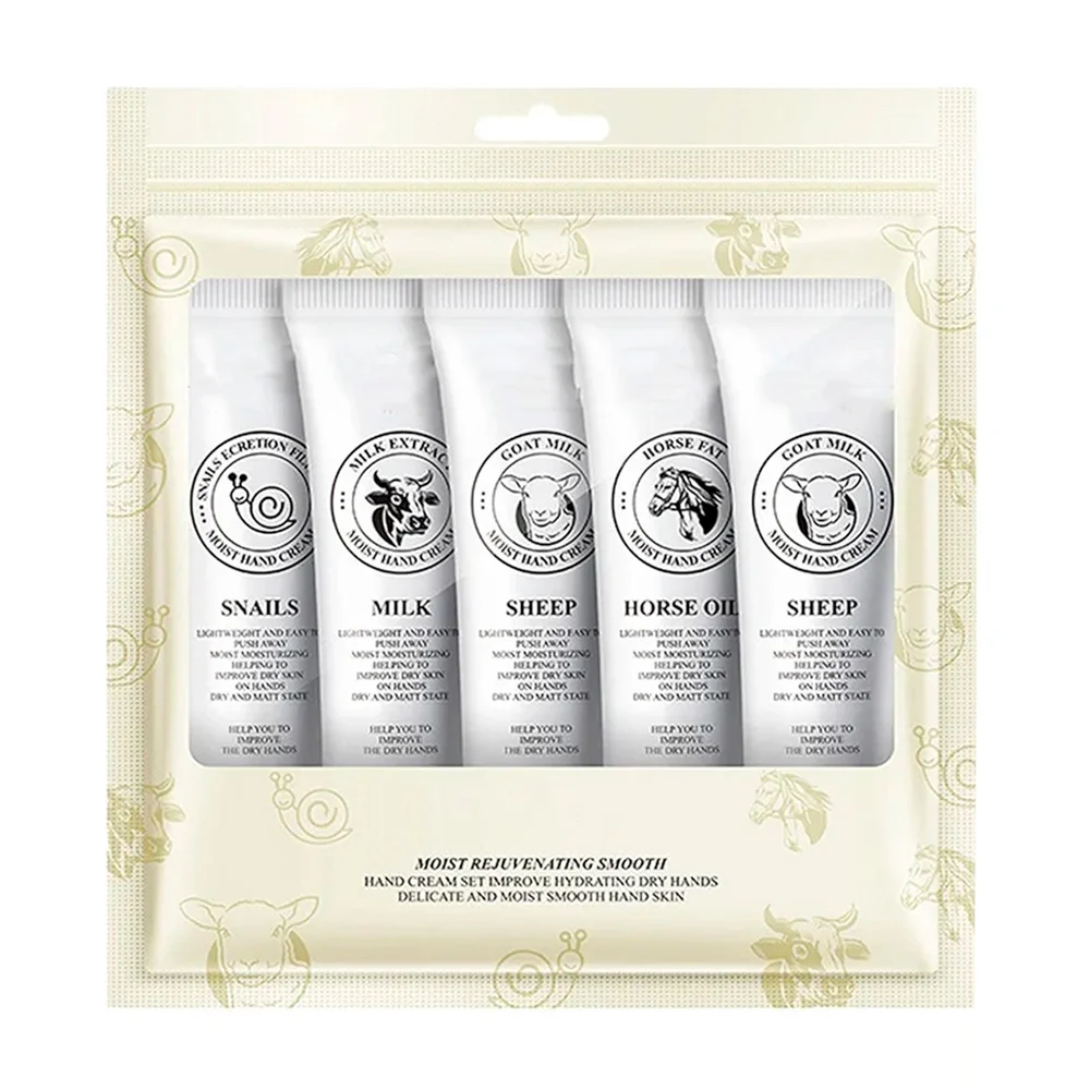 Paquete con 5 cremas humectantes sadoer con extracto de leche de vaca - oveja, aceite de caballo y baba de caracol, 30g / sd90640
