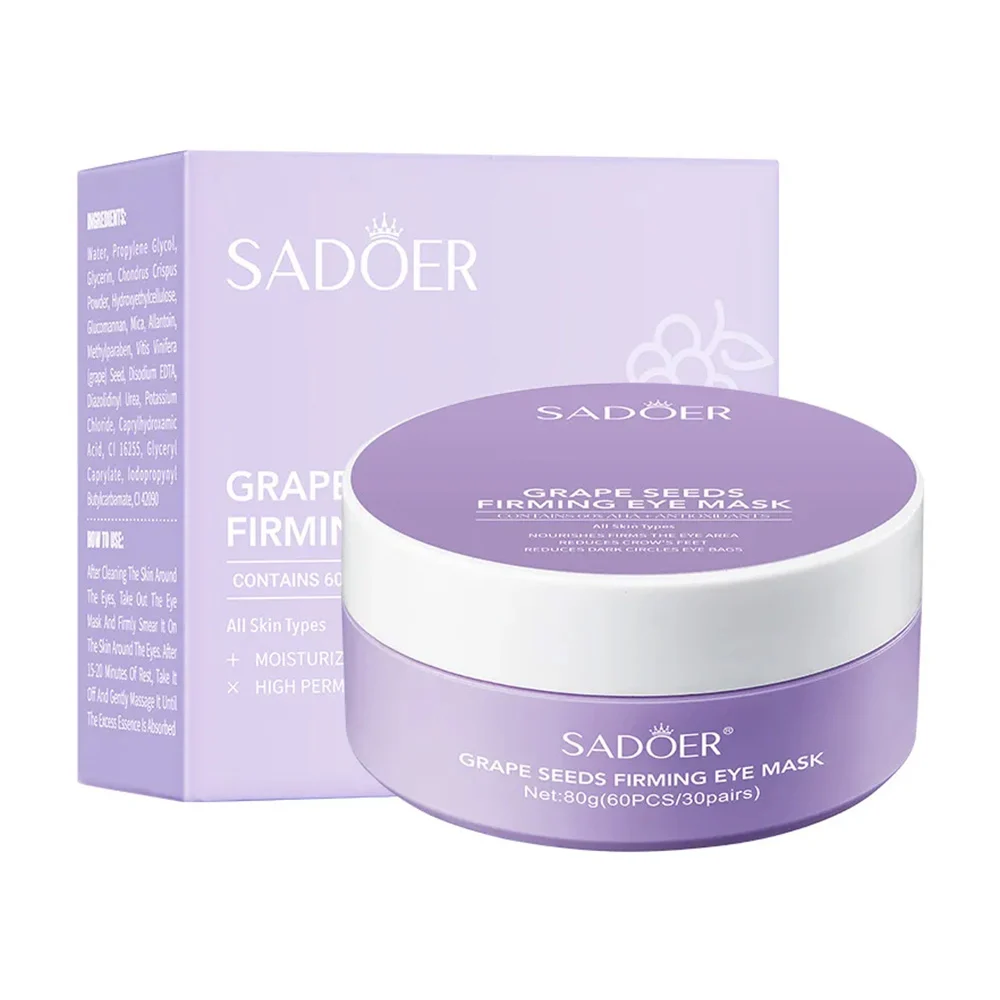 Paquete con 60 pzas / 30 pares de mascarillas para ojos sadoer con extracto de semillas de uva / sd92694