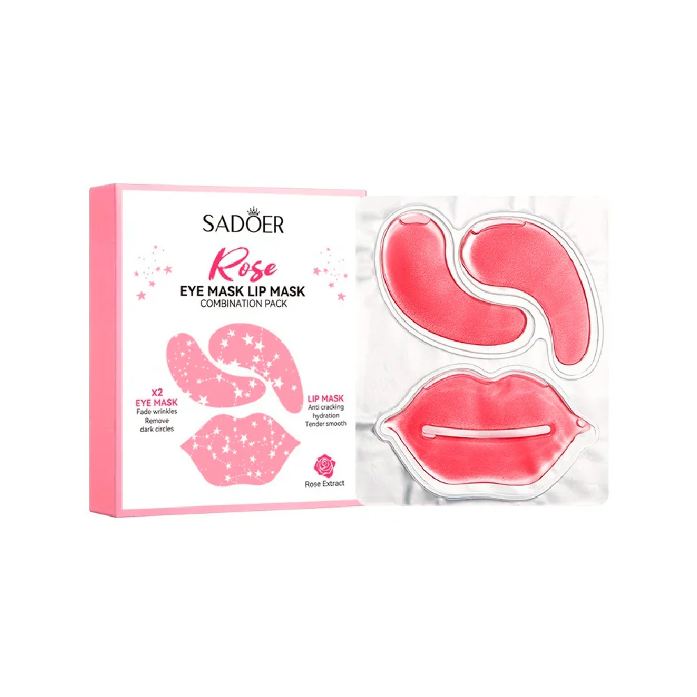 Paquete con 10 planillas de mascarillas hidratantes sadoer con extracto de rosas para ojos y labios, 9gx10 / z471 / sd92904