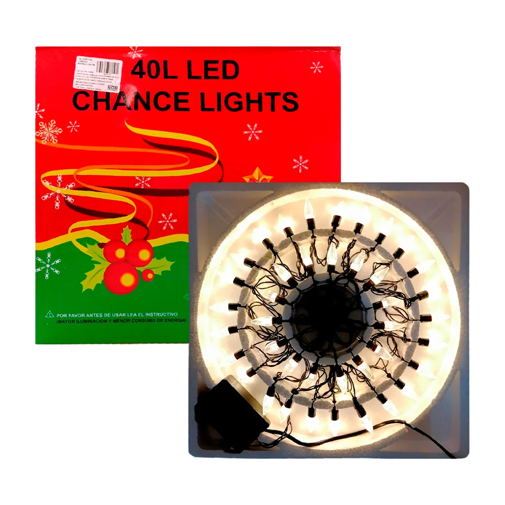 Serie navideña musical de luz cálida con 40 focos led en forma de picos / chance lights / led155