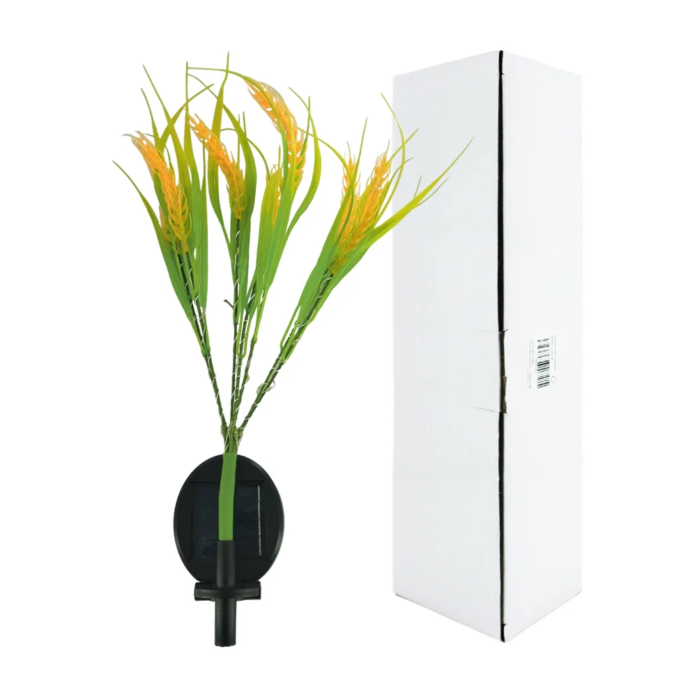 Set 2 lámparas decorativas de flores tipo trigo con panel solar pequeño para jardín / led159