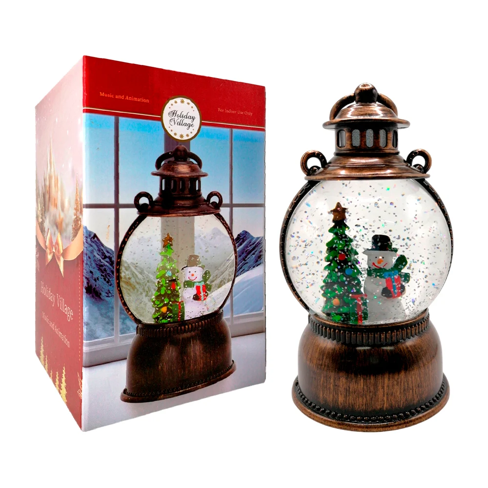 Esfera navideña musical en forma de farol con luz led, 20cm, variedad de modelos / holiday village / cm-top / sdd1313