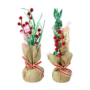 Mini árbol pino para decoración navideña con base de yute + diseño de…