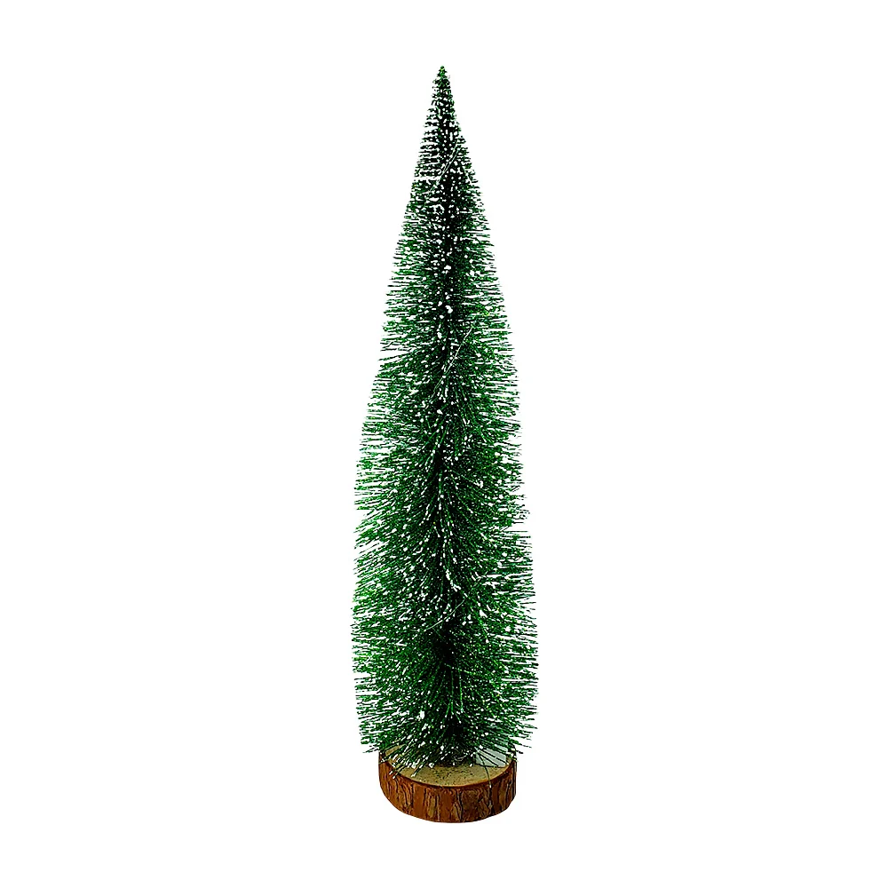 Mini árbol de navidad diamantado con efecto nevado + luz led y base tipo tronco de madera, 30cm / hl-sdh8798