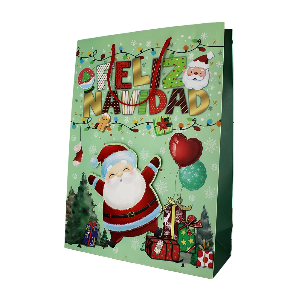 1pza Bolsa de regalo grande con diseño navideño y detalle en 3d, variedad de modelos / 31x42x12cm