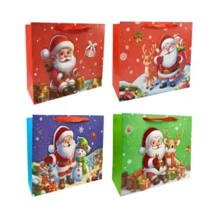 1pza Bolsa de regalo estilo europa mediana con diseño 3d navideño y d…