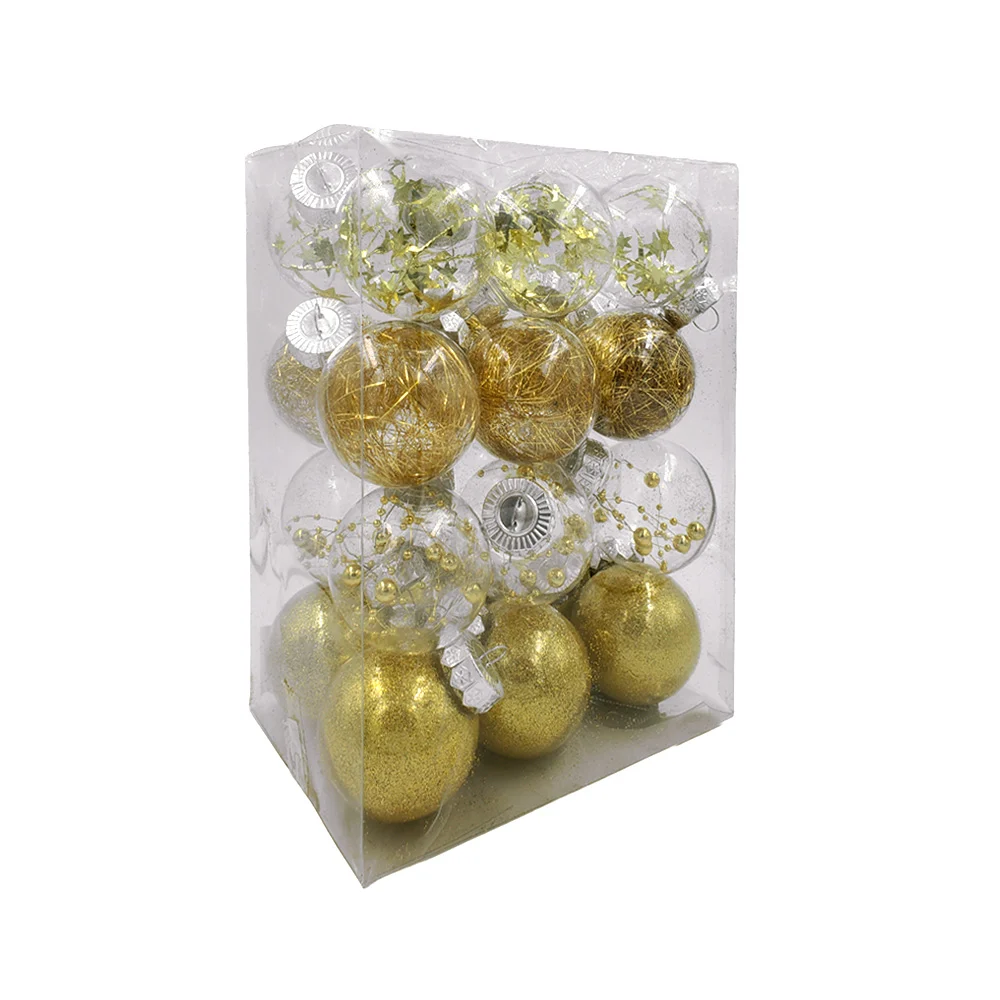 Paquete con 24 esferas transparentes con encapsulado de estrellas, escarcha, perlas y diamantina, variedad de colores / sds4151