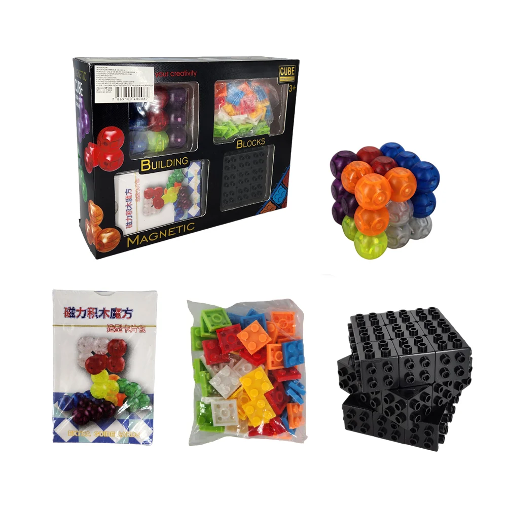 Juego interactivo tipo rompecabezas - tetris con cartas, cubo magnético y armable / fx7869