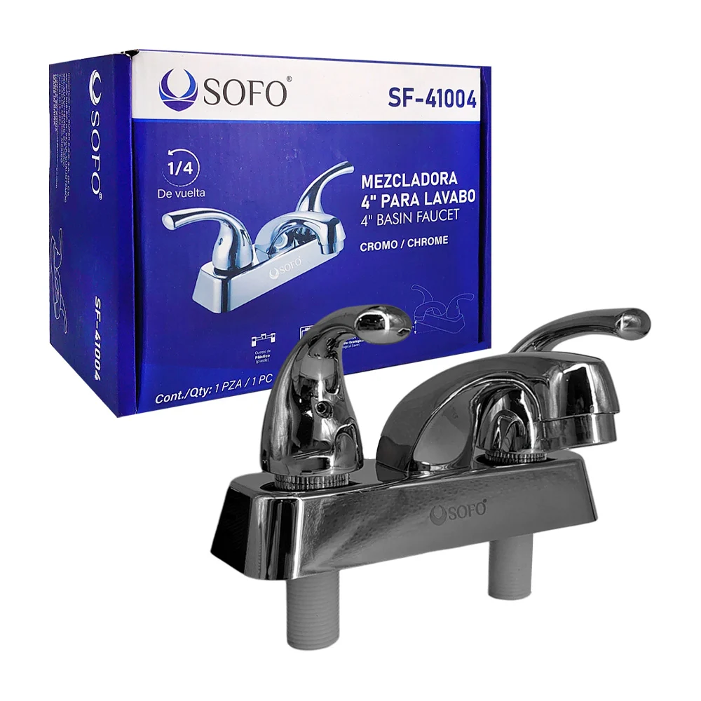 Llave mezcladora sofo de 4 pulgadas y cromo para lavabo / sf-41004