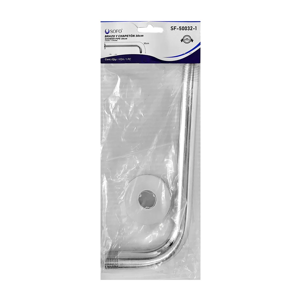 Brazo y chapetón metálico sofo de 30cm para regadera / sf-50032-1