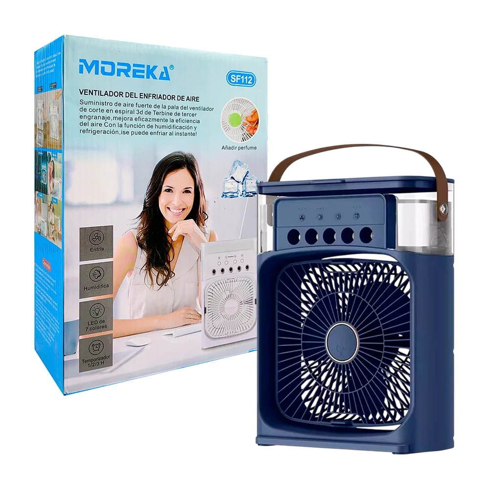 Ventilador moreka pequeño con humidificador, 3 velocidades, luz led y despertador, variedad de colores / jswj24