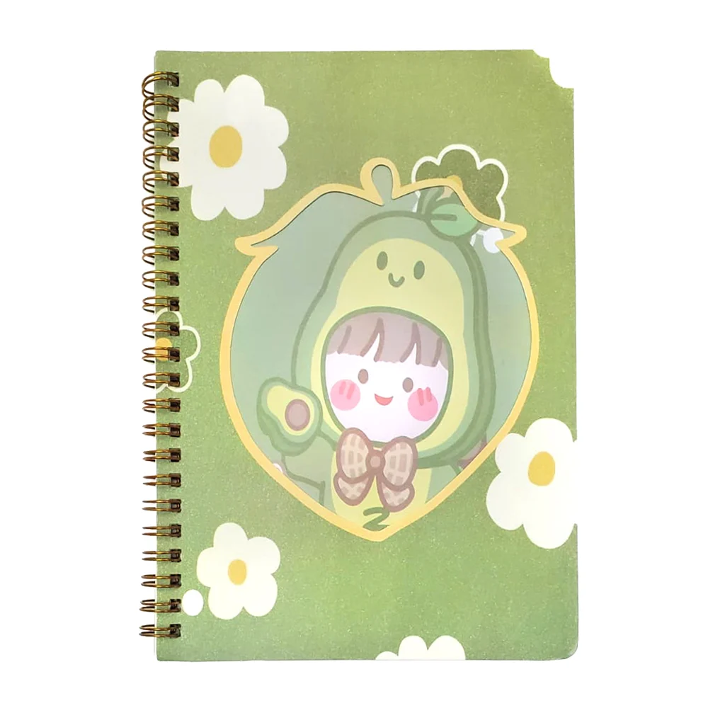 Libreta / cuaderno 38 hojas portada brillosa doble fondo con diseño kawaii y hojas decoradas con animales, variedad de diseños / sh-0681