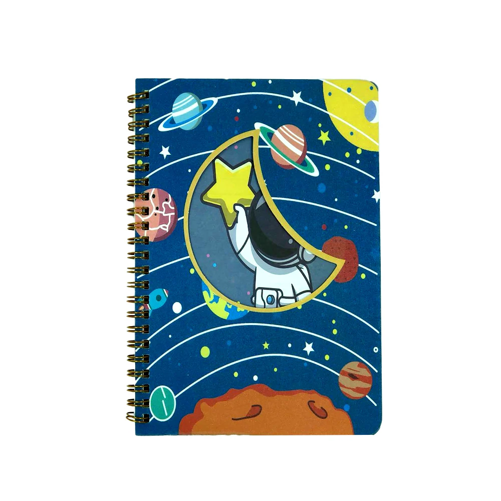 Cuaderno libreta doble espiral metálico y doble portada con diseño de astronauta 38 hojas, variedad de modelos / sh-0683
