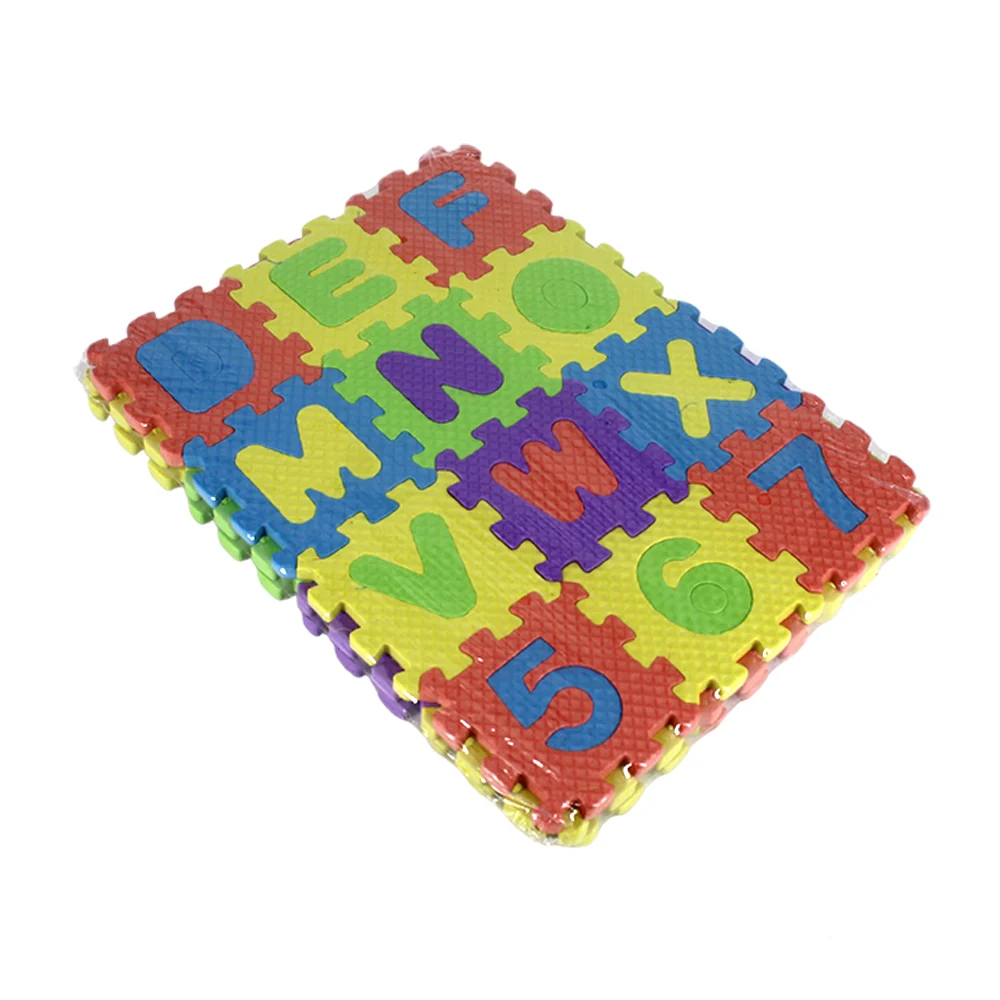 Tapete de foamy didáctico tipo rompecabezas con diseño de abecedario y números / sh-1005