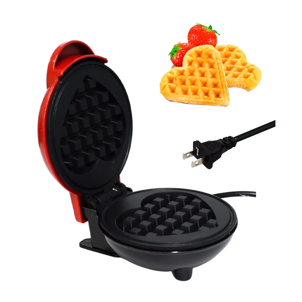 Mini waflera redonda eléctrica para hacer wafles en forma de corazón, variedad de colores / 350w / mini maker waffle / ks-46f / lu9386