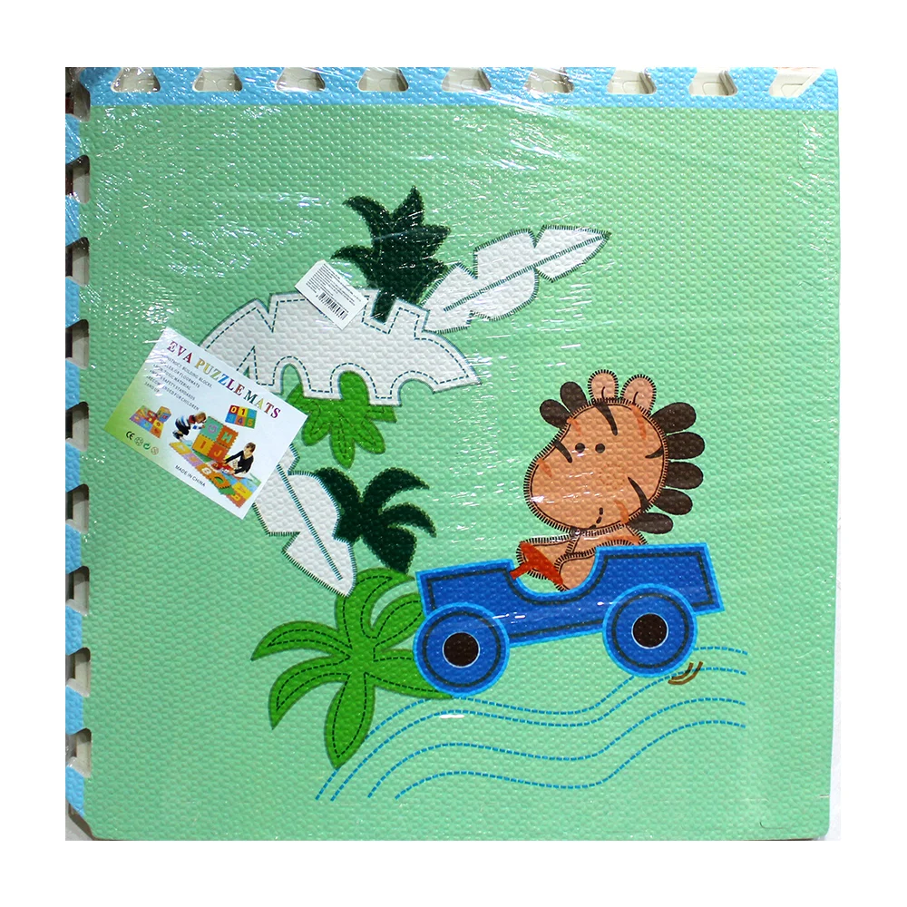 Tapete de foamy didáctico tipo rompecabezas con diseño de dinosaurios, 60x60cm