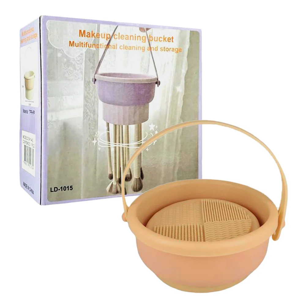 Limpiador - escurridor de silicón para brochas con correa para colgar, variedad de colores / 18412 / ld-1015 / makeup cleaning bucket