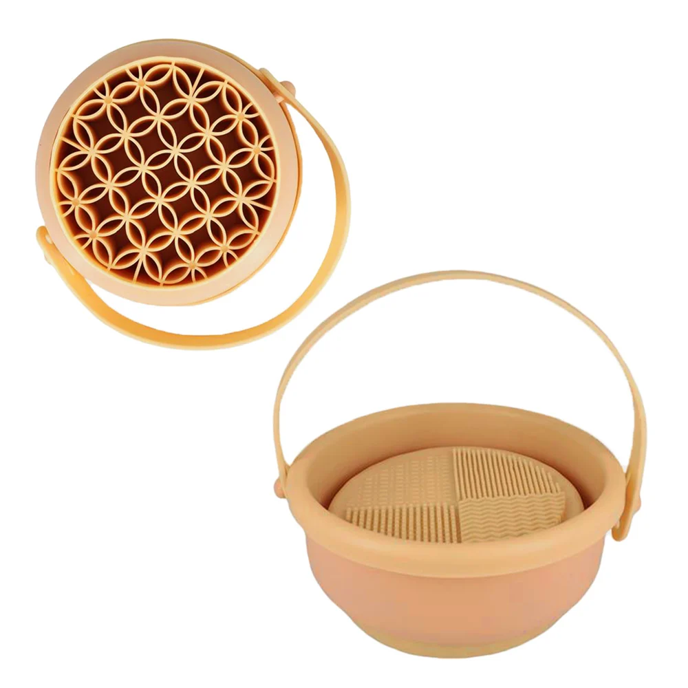 Limpiador - escurridor de silicón para brochas con correa para colgar, variedad de colores / 18412 / ld-1015 / makeup cleaning bucket