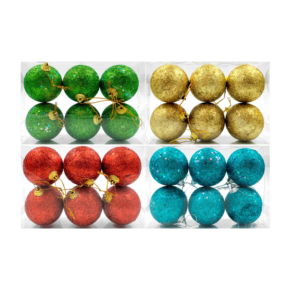 Paquete de 6 esferas navideñas con diamantina, variedad de colores / sh1683