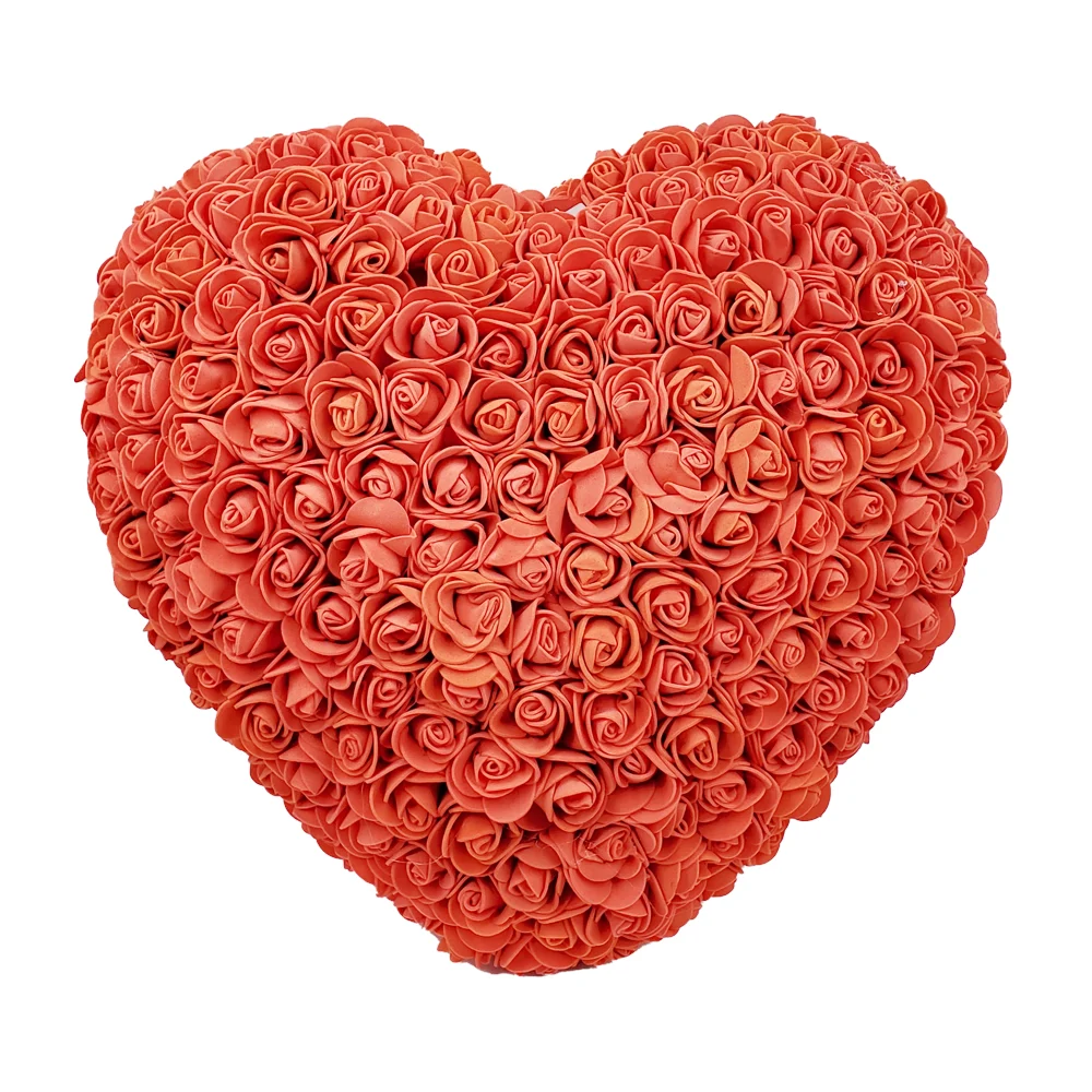 Caja de regalo transparente con corazón de rosas de foamy, variedad de colores / 23x36x41cm